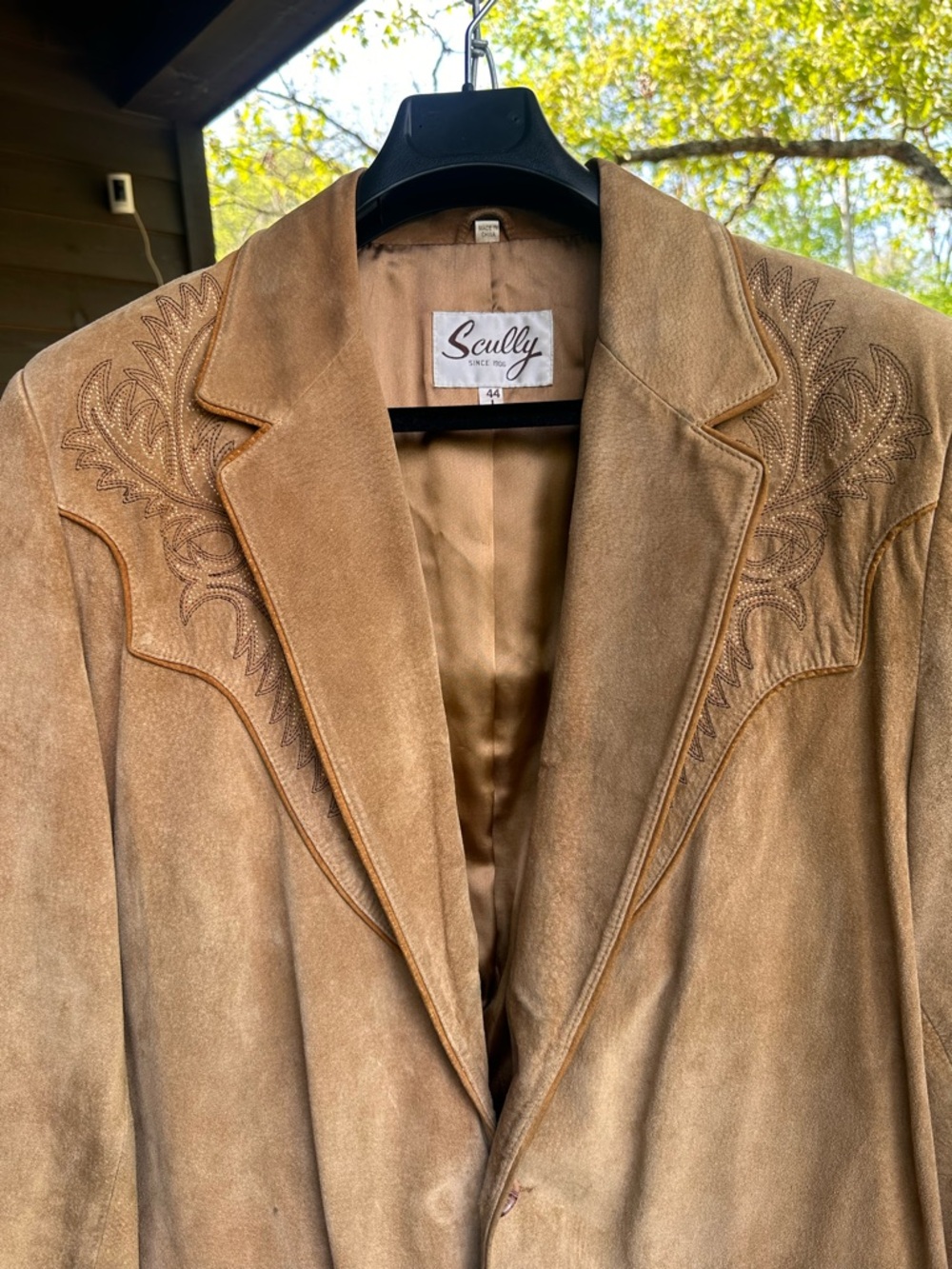 Scully Western Suede Leather Jacket Men’s 44L Tan Embroidered Cowboy Blazer Coat - Picture 3 of 16